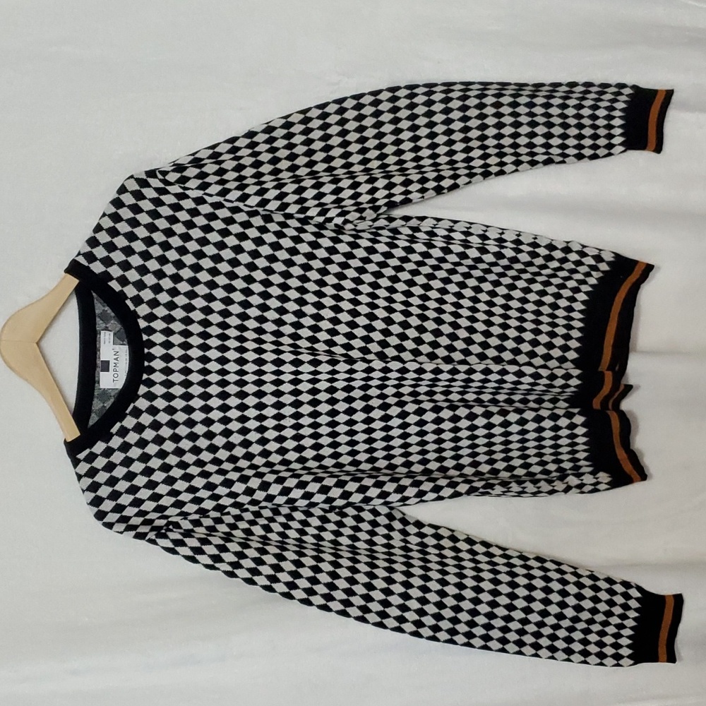 TOPMAN Diamond Print Mens Crew Sweater Size XXL